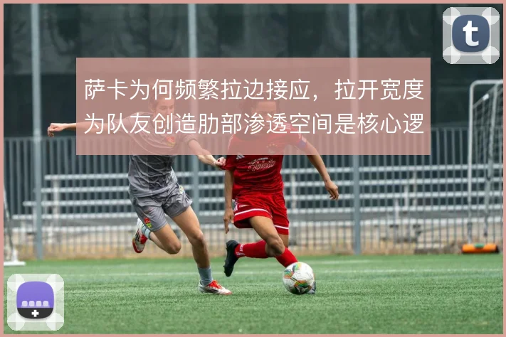 萨卡为何频繁拉边接应，拉开宽度为队友创造肋部渗透空间是核心逻辑
